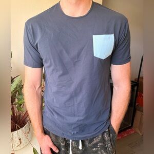 BYLT Basics Navy Short Sleeve Tee with Light Blue Pocket
